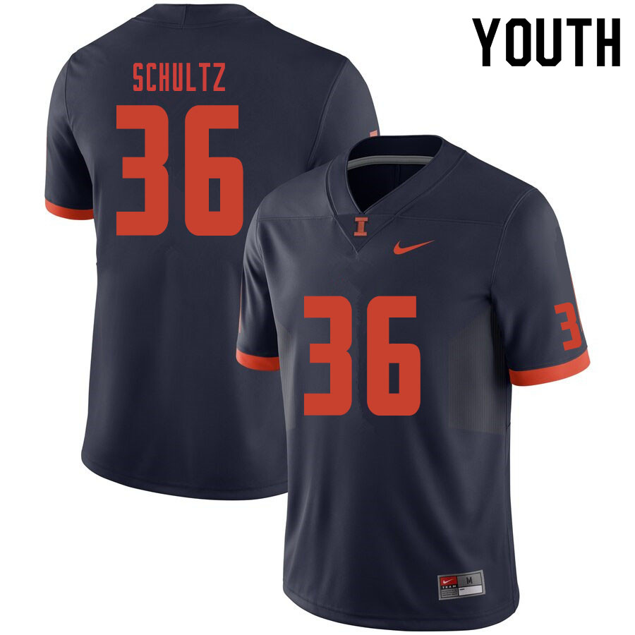 Youth #36 Ben Schultz Illinois Fighting Illini College Football Jerseys Sale-Navy